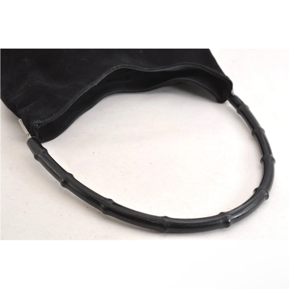 Gucci Black Suede Bamboo Handbag EUC - Picture 7 of 10